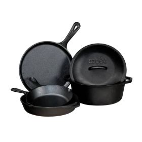 5-Piece Cast Iron Cookware Set with Dutch Oven Griddle and Skillets Made in USA 5-Piece Cast Iron Cookware Set with Dutch Oven Griddle and Skillets Made in USA