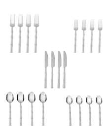 Mainstays Bamboo Design Stainless Steel Flatware Set, 20 Pieces, Service for 4