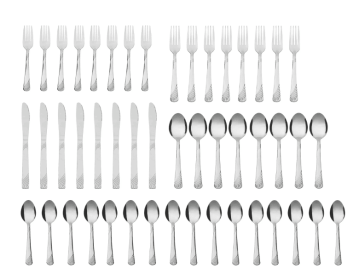 Mainstays Swirl 49 Piece Stainless Steel Flatware and Organizer Tray Set, Silver, Service for 8 3.29 lb