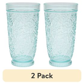 (2 pack) 24-Ounce Embossed Tritan Ditsy Tall Tumbler, Teal