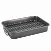 Bakeware 11x15 Inch Nonstick Roaster with Flat Rack, Dishwasher Safe and Oven Safe to 450Â°F, Gray
