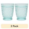 (2 pack) 16-Ounce Embossed Tritan Plastic Ditsy Tumbler, Teal