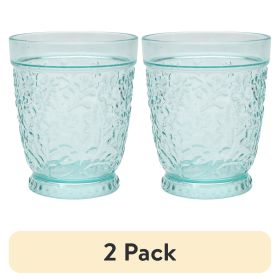 (2 pack) 16-Ounce Embossed Tritan Plastic Ditsy Tumbler, Teal