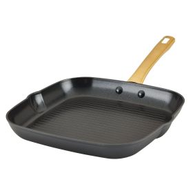 Forged Induction 11 Inch Ceramic Nonstick Square Grill Pan, Dishwasher Safe and Oven Safe to 500Â°F, Black