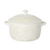 1QT Cocotte Casserole Baking Dish with Lid, Stoneware, Vintage Lace, Linen