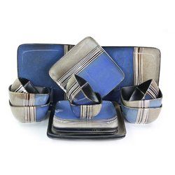 Elama Uptown Loft 16 Piece Double Bowl Stoneware Dinnerware Set with Service for 4 Elama Uptown Loft 16 Piece Double Bowl Stoneware Dinnerware Set with Service for 4