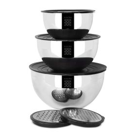 Serenk Modernist 9 Pieces Stainless Steel Mixing and Storage Bowl Set with Grater Serenk Modernist 9 Pieces Stainless Steel Mixing and Storage Bowl Set with Grater