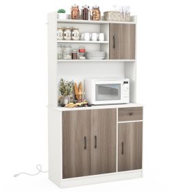 71 Inch Kitchen Pantry Storage Cabinet Buffet Sideboard with Built-in Charge Station 71 Inch Kitchen Pantry Storage Cabinet Buffet Sideboard with Built-in Charge Station