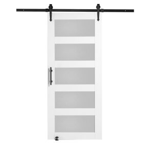 VEVOR Barn Door and Hardware Kit, 36" x 84" Wood and Glass Sliding Barn Door, Smoothly and Quietly