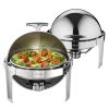 Roll Top Chafing Dish Buffet Set, 6 Qt 2 Pack, Stainless Steel Chafer with 2 Full Size Pans