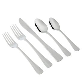 Splendent 45 Piece Stainless Steel Flatware Set with Wooden Tray Organizer, Service for 8