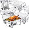 Chafing Dish Buffet Set, 8 Qt 6 Pack, Stainless Steel Chafer with 6 Full Size Pans