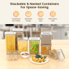 8 PCS Plastic Kitchen and Pantry Organization Canisters for Cereal, Dry Food, Flour and Sugar, BPA Free, Free Spoon Set, Labels & Marker