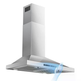 24 Inch Range Hood, Ducted/Ductless Range Hood 450CFM, Wall Mount Kitchen Hood in Stainless Steel, Gesture Sensing & Touch Control, 3 Speed Fan