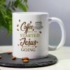 3A Funny Ceramic Coffee Mug - 11oz Milk Cup With Jesus And Coffee Theme, With Funny Art Font Design- Tea Cup,