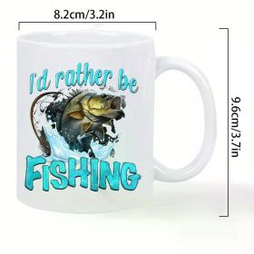 I'd Rather Be Fishing" Ceramic Coffee Mug – Reusable, Hand Wash Only, 3.2 Inches Round,