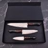 Honeycomb Knife Set | 3 Pcs | Clad Copper Damascus Blade | Faneema Cutlery
