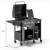 3 Burner Propane Gas Grill with Side Burner Barbecue Grill with Shelves, 37,000 BTU Output, 310 sq.in. Cooking Area