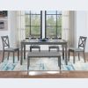6 Piece Kitchen Dining Set, Rectangular Wooden Dining Table with 4 Upholstered Chairs and a Bench, Dining Table Set for 6 People, Living Room
