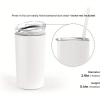 White Stainless Steel Tumbler with Lid and Straw, Double Wall Vacuum Insulated for Hot Cold Drinks, Lightweight and Portable Design