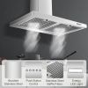 Range Hood 30 inch, Wall Mount Range Hood Ducted/Ductless, Kitchen Hood in Stainless Steel, Vent Hood with Baffle Filters, 3 Speed Fan