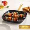 Forged Induction 11 Inch Ceramic Nonstick Square Grill Pan, Dishwasher Safe and Oven Safe to 500Â°F, Black