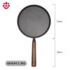 WANGYUANJI Cast Iron Pizza Pan, 10.2" Uncoated Pancake Skillet for Indoor and Outdoor, Non-Stick Skillet with Wooden Handle, Handmade Pancakes, Pizza