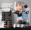 20Bar (ULKA) High Pressure Pump Automatic Espresso Machine Extract 1 / 2 Cup Cappuccino or Latte ESE POD Capsule Filter and Automatic Steam Bar 1.8L W