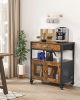 Coffee Bar Cabinet, 24 Inch Farmhouse Coffee Bar Cabinet with Storage, Movable Coffee Bar Table with Wheels & Mesh Door