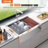 VEVOR Farmhouse Kitchen Sink, 304 Stainless Steel Drop-In Sinks, Single Bowl Basin with Ledge & Accessories