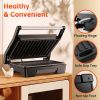 2 Slice Stainless Steel Panini Press Grill, Non-Stick Sandwich Press Maker with Removable Drip Tray for Any Thickness Sandwich, Burgers, Steak