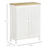 HOMCOM Storage Cabinet with Doors, 2 Adjustable Shelves, Freestanding 3-Tier Storage Cabinet for Living Room, Bedroom & Hallway, White