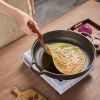 WANGYUANJI 11.8"Cast Iron Wok with Dual Handles and Wooden Lid, Uncoated Frying Pan for Gas and IH, Chinese Thickened Pancake Pan
