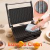 2 Slice Stainless Steel Panini Press Grill, Non-Stick Sandwich Press Maker with Removable Drip Tray for Any Thickness Sandwich, Burgers, Steak
