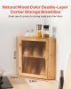 Corner Bread Box for Kitchen Counter, Double Layer Large Capacity Bamboo Bread Storage Container, Farmhouse Wooden Breadbox for Homemade Bread