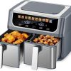 9.5 Quart Large Dual Basket Air Fryer with Double Basket, Independent Temp Control & Sync Mode, 10 Presets (Bake/Broil/Defrost/Dehydrate)