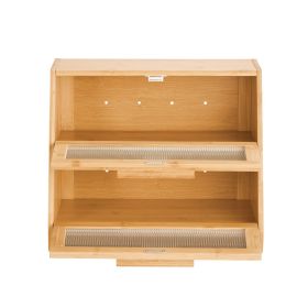 Double Layer Bread Box for Kitchen Counter, Large Capacity Bamboo Bread Storage Container, Farmhouse Wooden Breadbox for Homemade Bread (Number of Layers: Double-deck, Color: Burlywood)