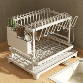 Kitchen Dish Drying Rack – Large Capacity with Drain Board (Color: White)