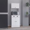 Tennant Kitchen Pantry with Drawer, 2 Cabinets, and Microwave Stand, White
