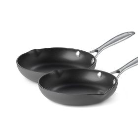 Kitchen Cookware Non-Stick Hard Anodized Frying Pan(USPS Shiping) (Type: 2 Piece, Color: Black)