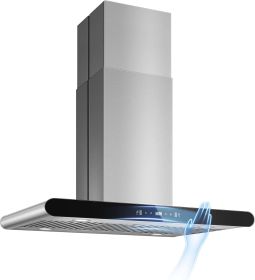 30 inch / 36 inch Island Range Hood 700 CFM Dual-Sided Ceiling Mount Vent Hood, Convertible Ducted/Ductless, Touch,Gesture & Remote Control (size: 36 inch)