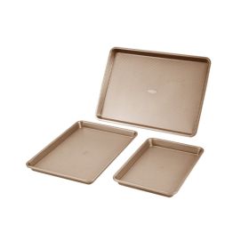 Nonstick Baking Pan Set 3-Piece for Household Cooking (Type: Bakeware, Color: Gold)