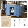 Kitchen cart with Rubber wood desktop rolling mobile kitchen island with storage and 5 draws -53 Inch length