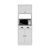 Tennant Kitchen Pantry with Drawer, 2 Cabinets, and Microwave Stand, White