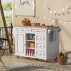 Kitchen cart with Rubber wood desktop rolling mobile kitchen island with storage and 5 draws -53 Inch length