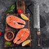Qulajoy 7 Inch Nakiri Chef Knife,Professional Japanese 67 Layers Damascus VG-10 Steel Core,Hammered Vegetable Cutting Knife