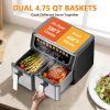 9.5 Quart Large Dual Basket Air Fryer with Double Basket, Independent Temp Control & Sync Mode, 10 Presets (Bake/Broil/Defrost/Dehydrate)