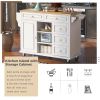 Kitchen cart with Rubber wood desktop rolling mobile kitchen island with storage and 5 draws -53 Inch length